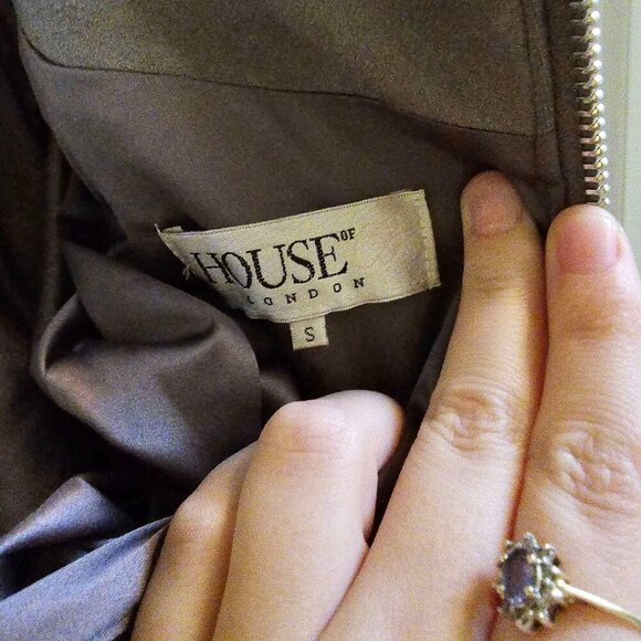 House of CB London Gray Suede Mini Tomasaa Lace-Up Dress Size Small - Picture 12 of 14